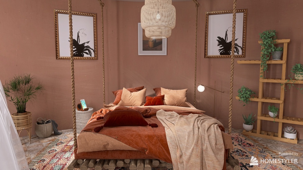 Boho Bedroom 3d design renderings