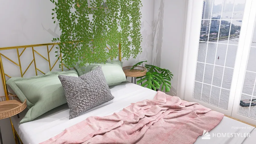 Earthy But Modern Teen bedroom 3d design renderings