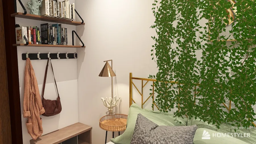 Earthy But Modern Teen bedroom 3d design renderings