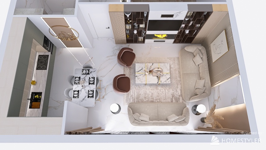 Contemporary 79 square meters Apartment 3d design picture 73.11