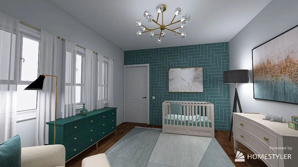 Floor Plan Bathroom and Nursery 3d design renderings