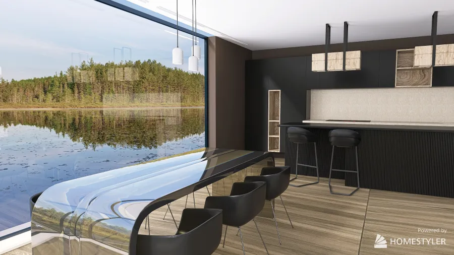 House on lake 3d design renderings