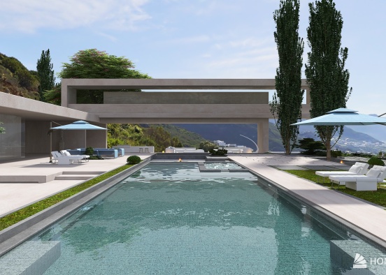 Cyprus minimalist villa exterior Design Rendering
