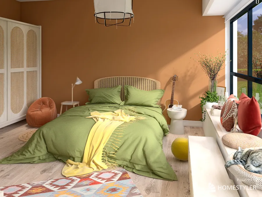 Bohemian bedroom 3d design renderings