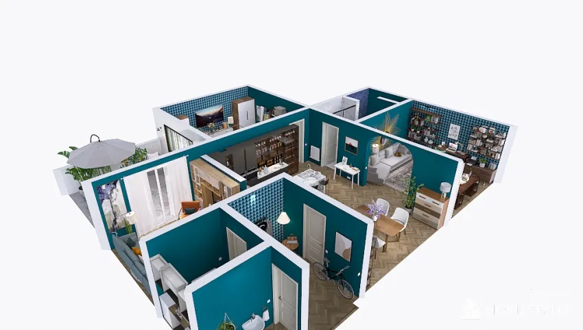 Centre Parcs New Woodland Lodge re-modelled as a 1/2 bedroom home 3d design picture 318.93