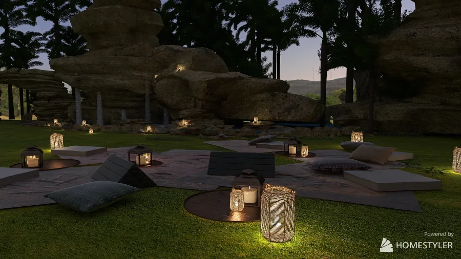 Camping with moonlight 3d design renderings
