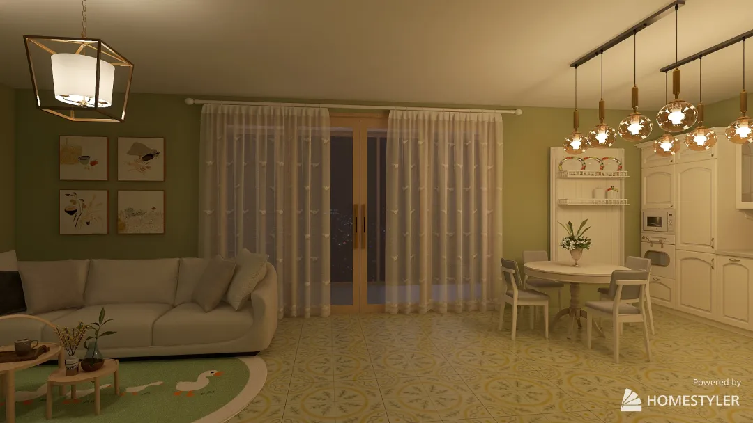 Single room apartment 3d design renderings