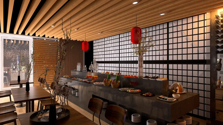 asian restaurant 3d design renderings