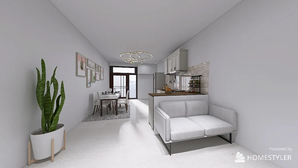 Via P. Togliatti, 37 - trilo con cucina a L e salotto 3d design renderings