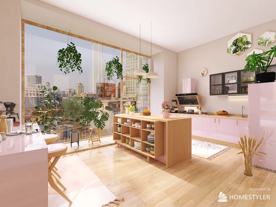 Pink apartment 3d design renderings