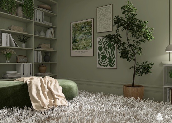 Relaxing green bedroom Design Rendering