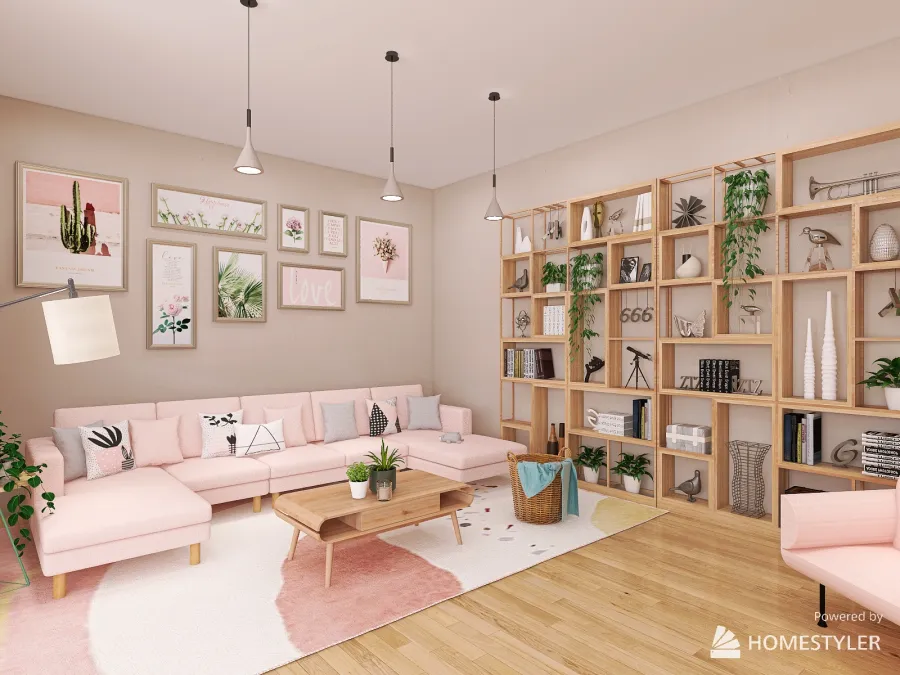 Pink apartment 3d design renderings