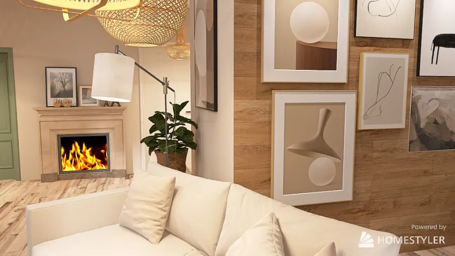 Kitchen-livingroom-hallway 3d design renderings