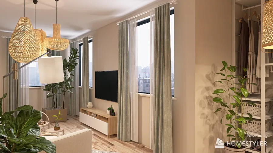 Kitchen-livingroom-hallway 3d design renderings