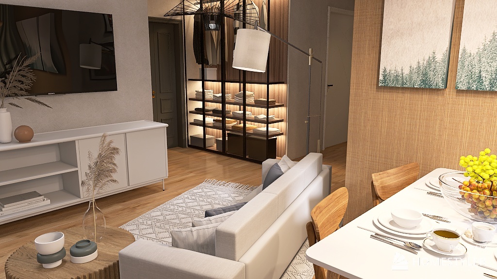 Kitchen-livingroom-hall 3d design renderings