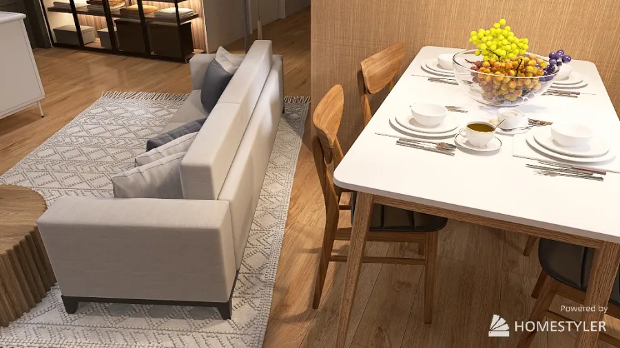 Kitchen-livingroom-hall 3d design renderings