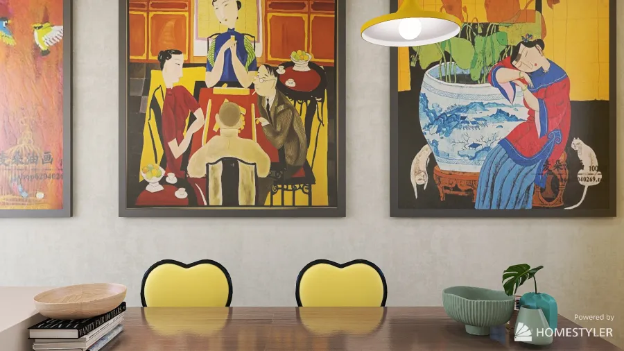 Yellow kitchen 3d design renderings