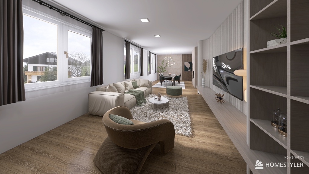 Kitchen & Livingroom 3d design renderings