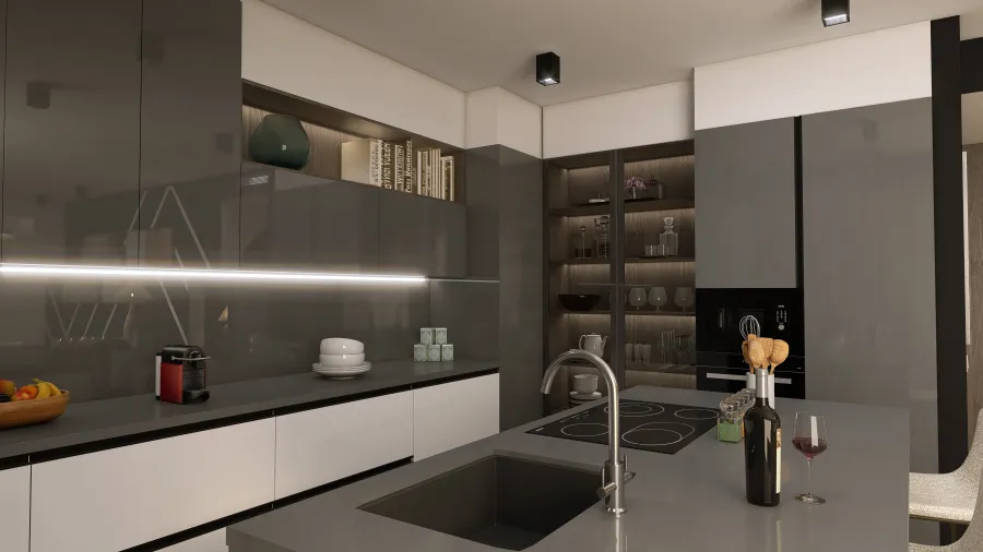 Kitchen Living Entrace 3d design renderings