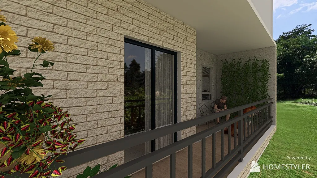 Sámoška-Mezonet a Byt 2 s balkonem 3d design renderings