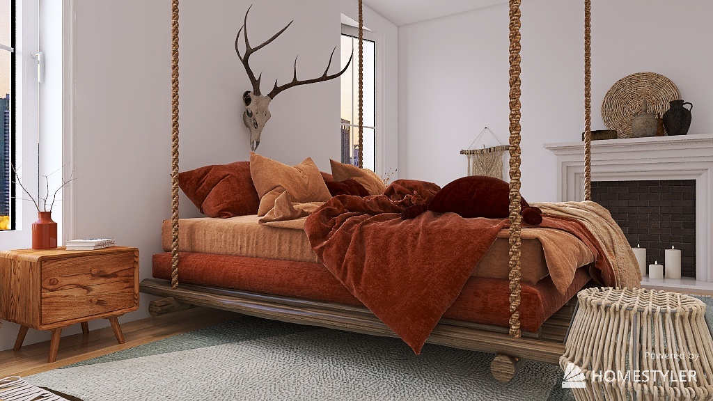 BOHEMIAN MASTER BEDROOM 3d design renderings