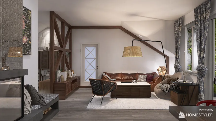 Apartment in the attic 3d design renderings