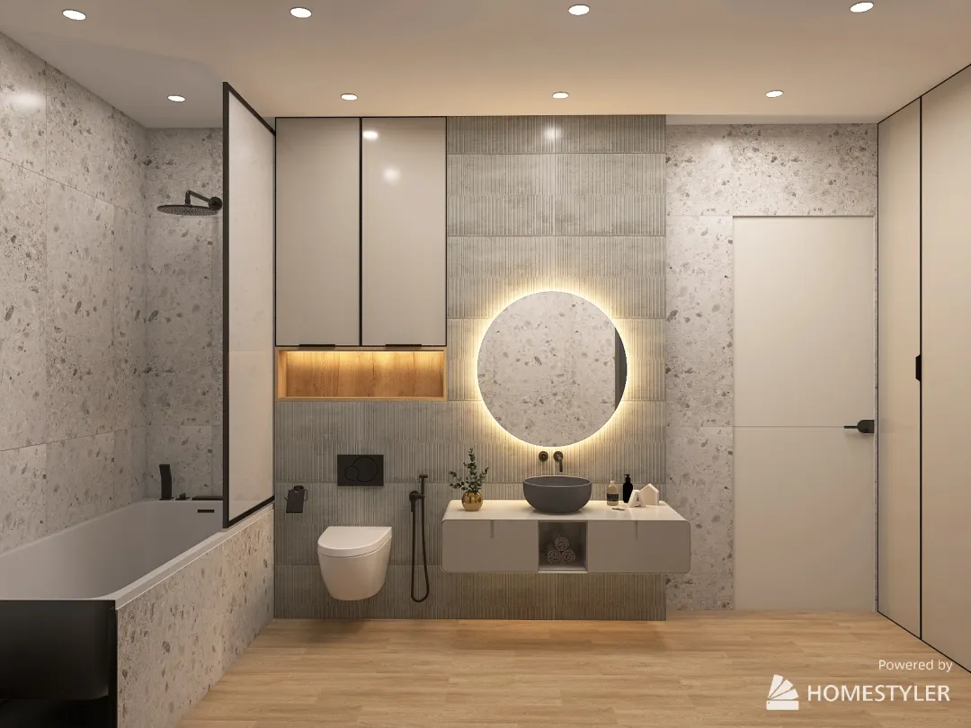 Duplex Durlești - baia etaj modificat 3d design renderings