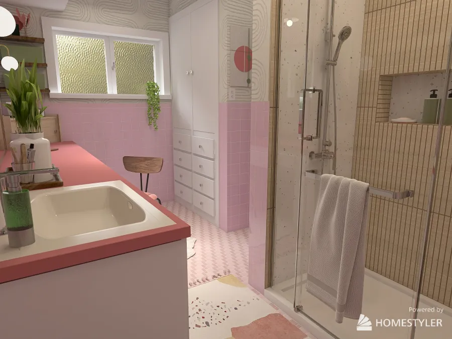mcm pink bathroom 3d design renderings