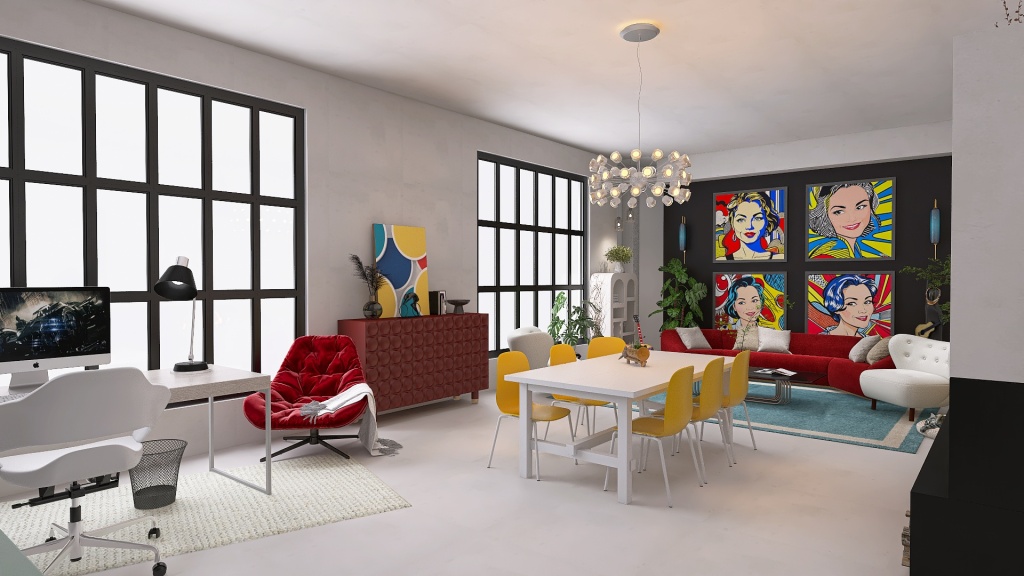 Pop Art Home Office 3d design renderings