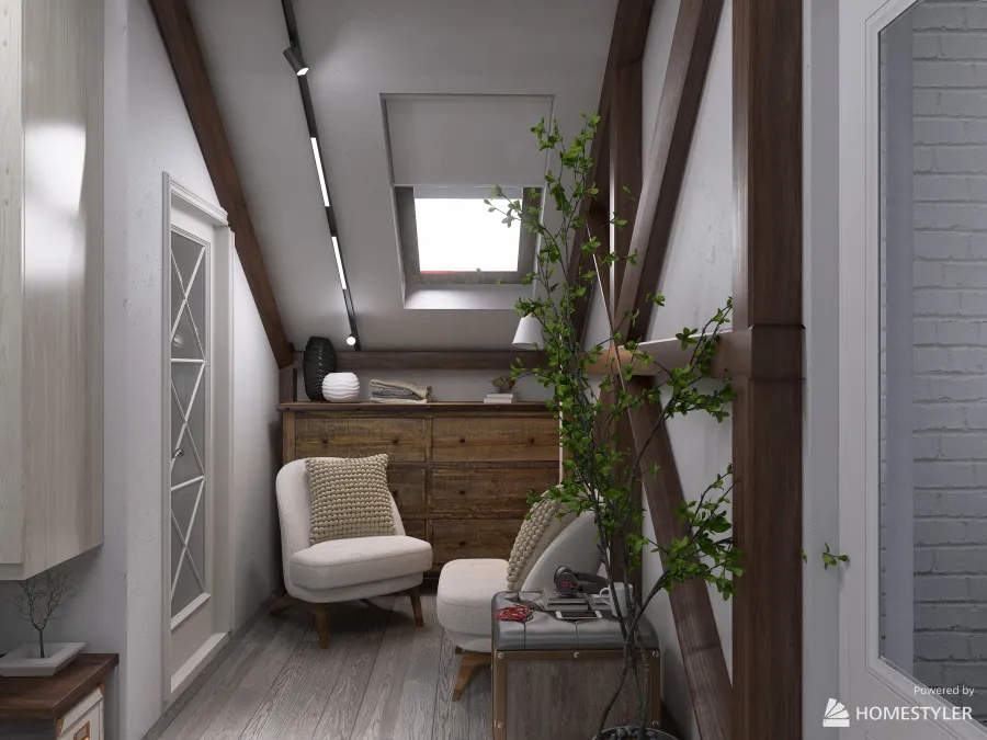 Apartment in the attic 3d design renderings