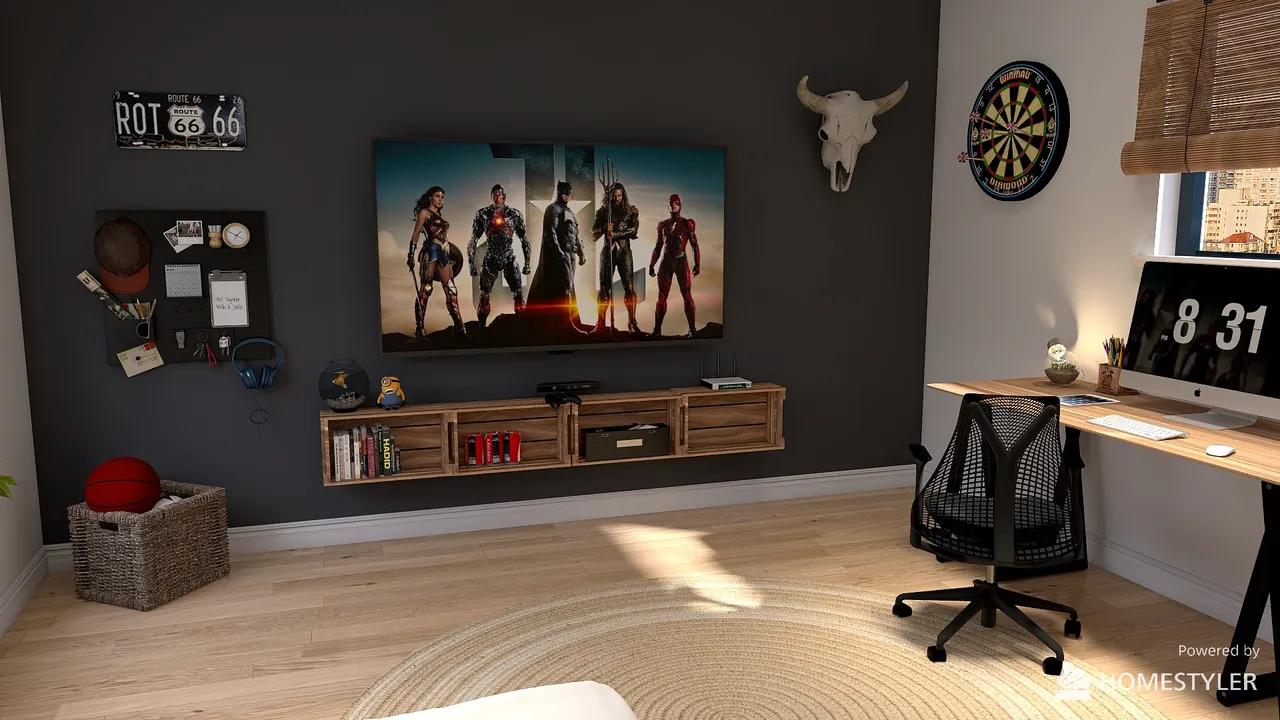 Teen boys room 3d design renderings