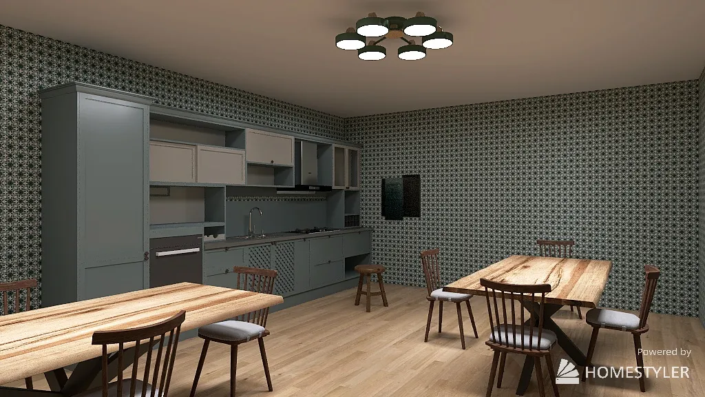 1 wall kitchen 3d design renderings