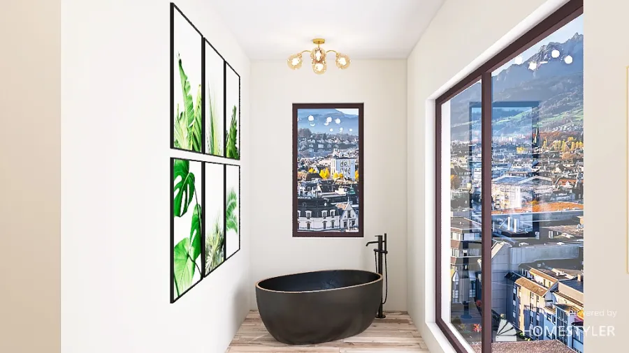 Bohemian Style 3 Bedroom 3 Bathroom Home with Courtyard 3d design renderings