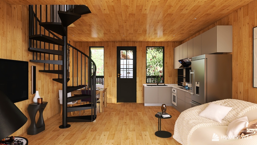 83 Sqm Modern Mountain Cabin 3d design renderings