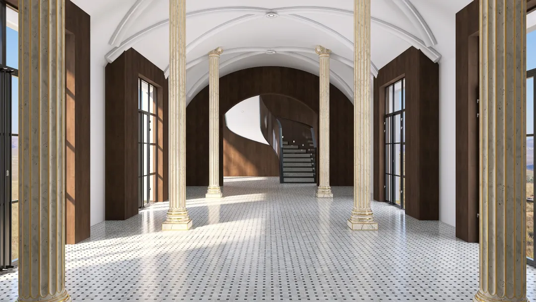 King's hallway empty room 3d design renderings