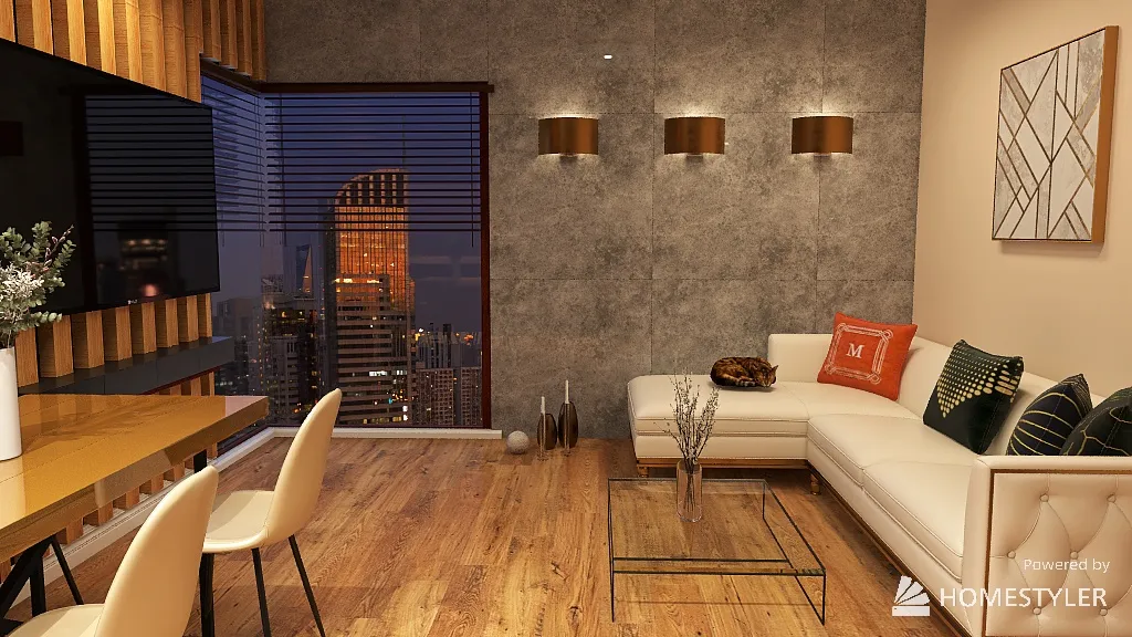 Kuchnia, korytarz, salon - wariant III 3d design renderings