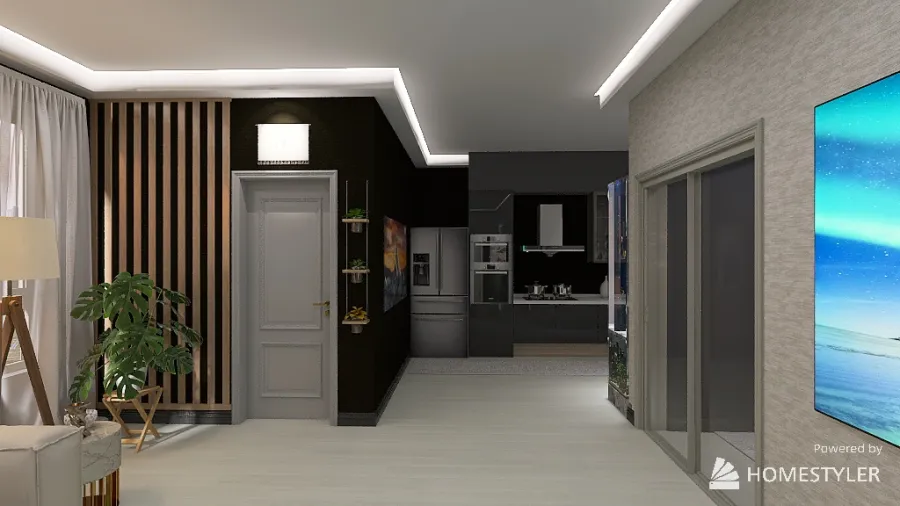 living and kitchen 3d design renderings