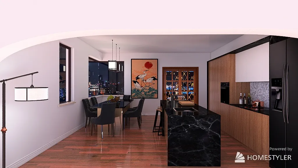 Modern Japanese Kitchen 3d design renderings