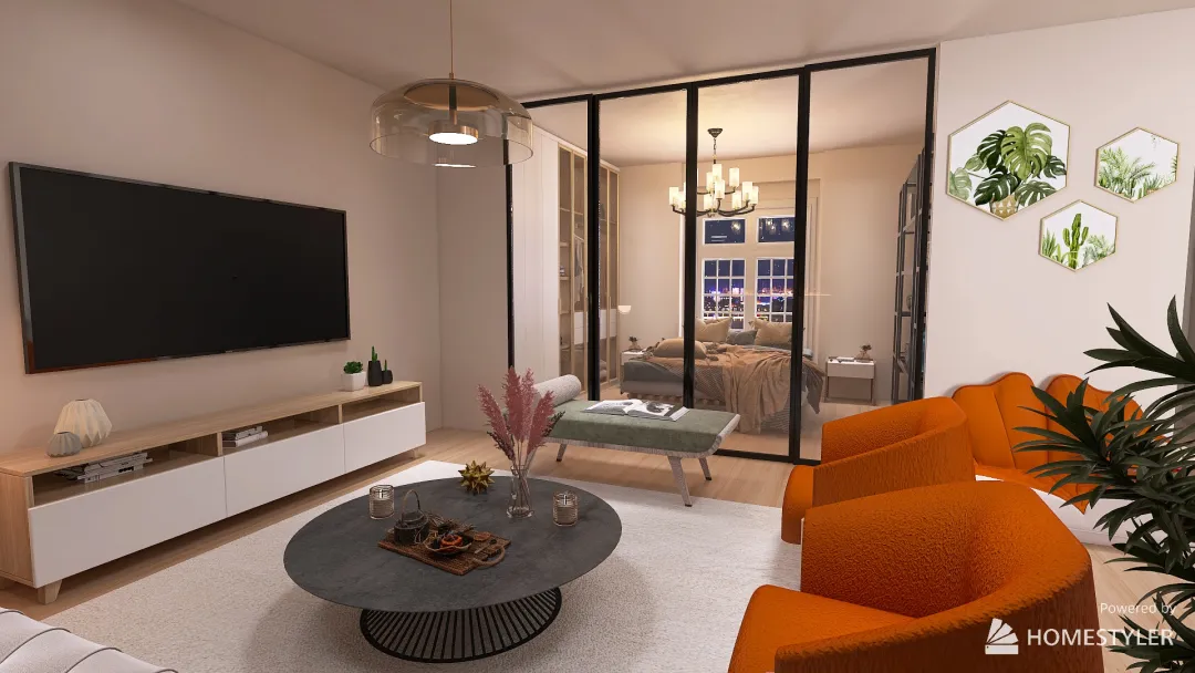 Small Cozy Flat in Los Angeles 3d design renderings