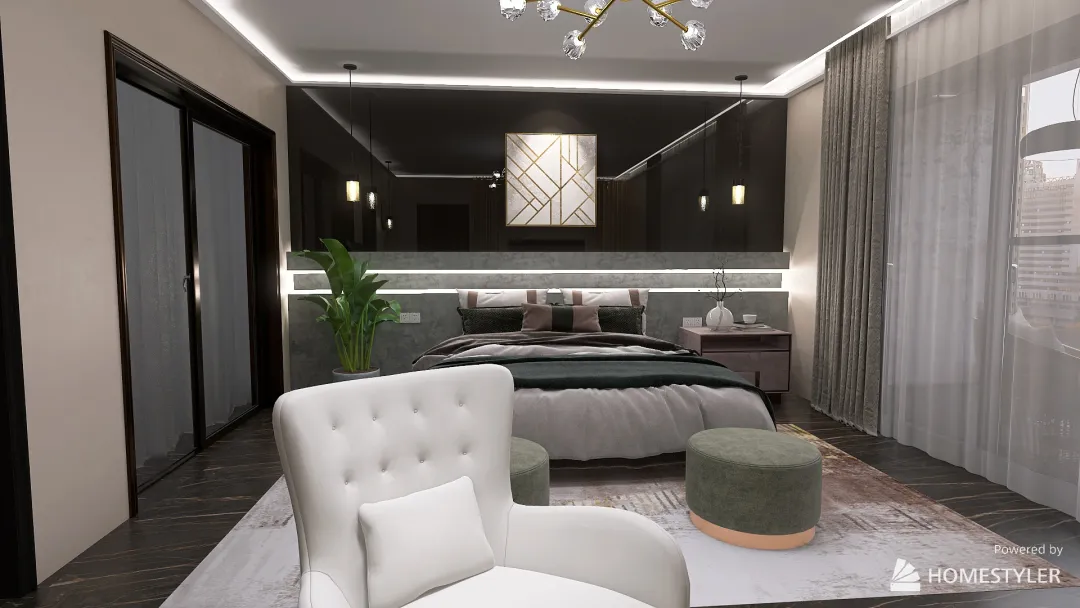 glass bedroom 3d design renderings