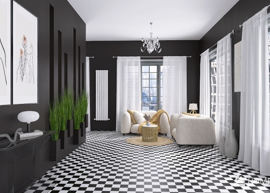 appartement moderne noir et blanc Design Rendering