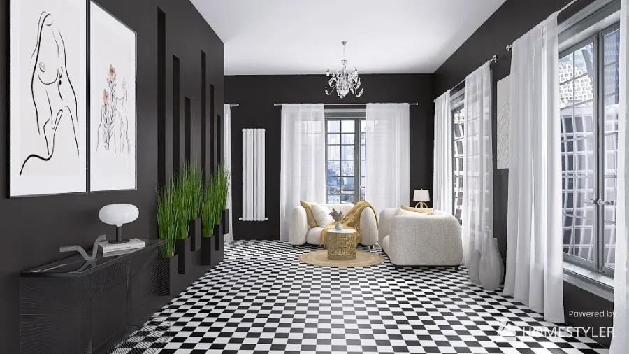 appartement moderne noir et blanc 3d design renderings