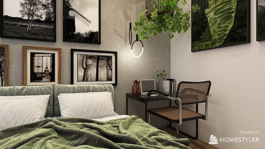 Green touch - Small apartment 3d design renderings