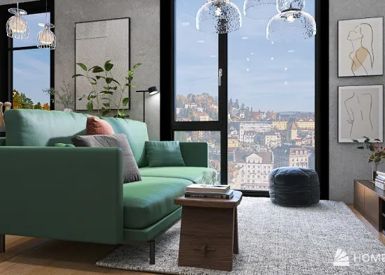 Green touch - Small apartment Design Rendering