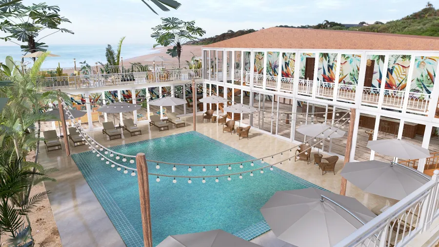 Tropical Resort Bar 3d design renderings