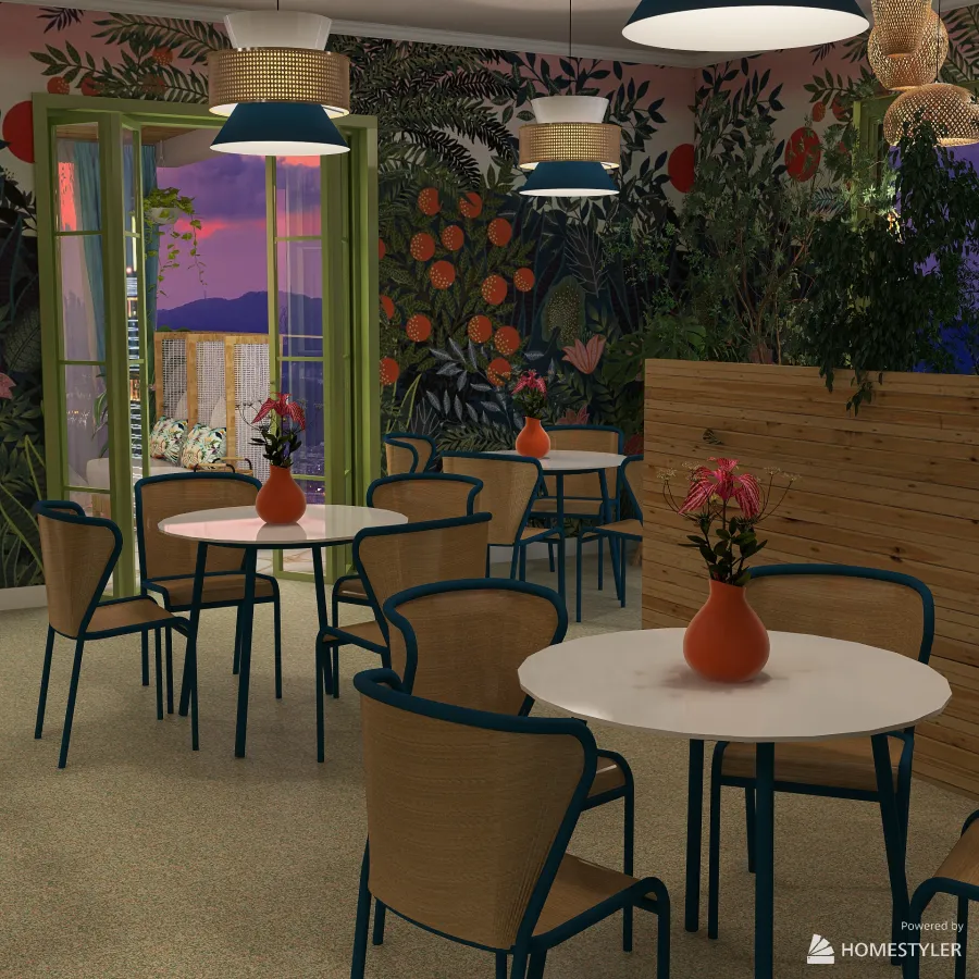 Tropical Style Cafe 3d design renderings