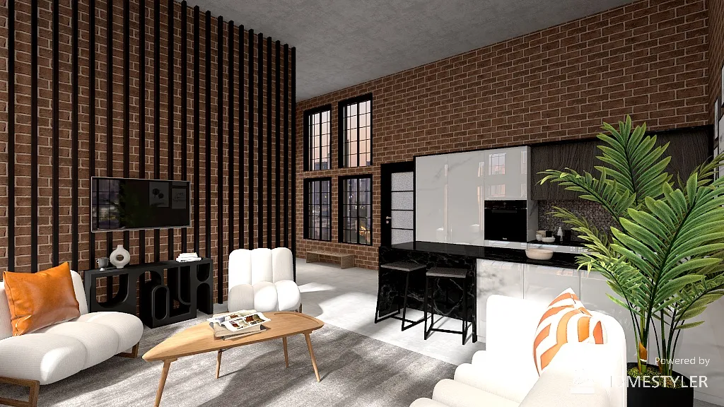 Modern Industrial Apartment 3d design renderings