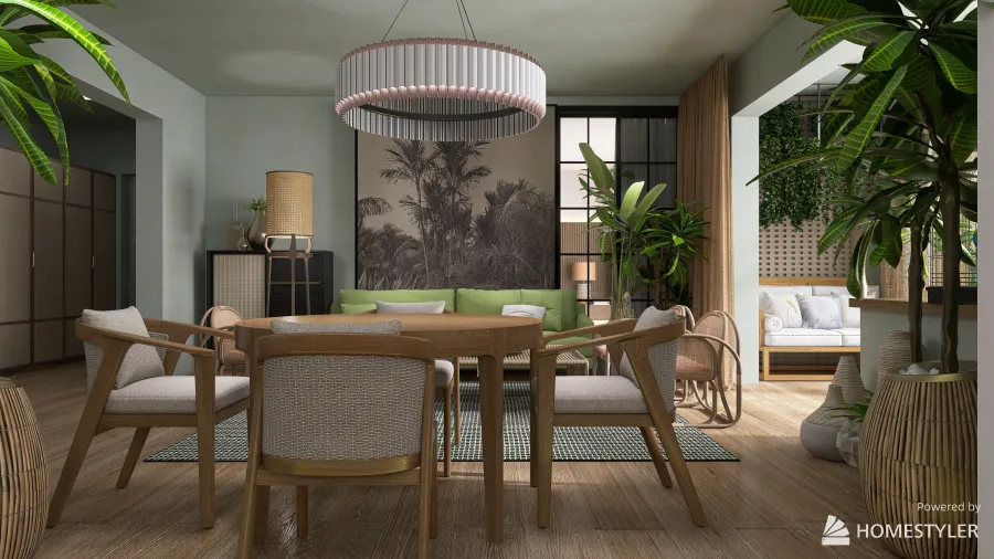 Tropical style in the apartment 3d design renderings