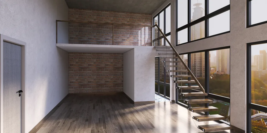 Loft Empty Room 3d design renderings
