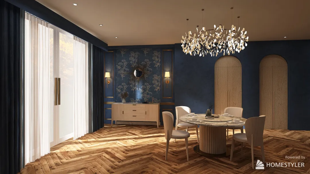 Warm dining room 3d design renderings